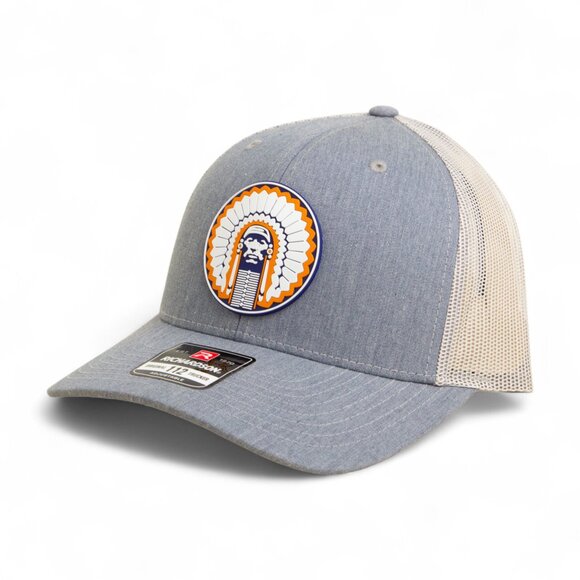Illinois Fighting Illini Chief Illiniwek 3D Snapback Trucker Hat- Grey/ Light Gr - Picture 1 of 3